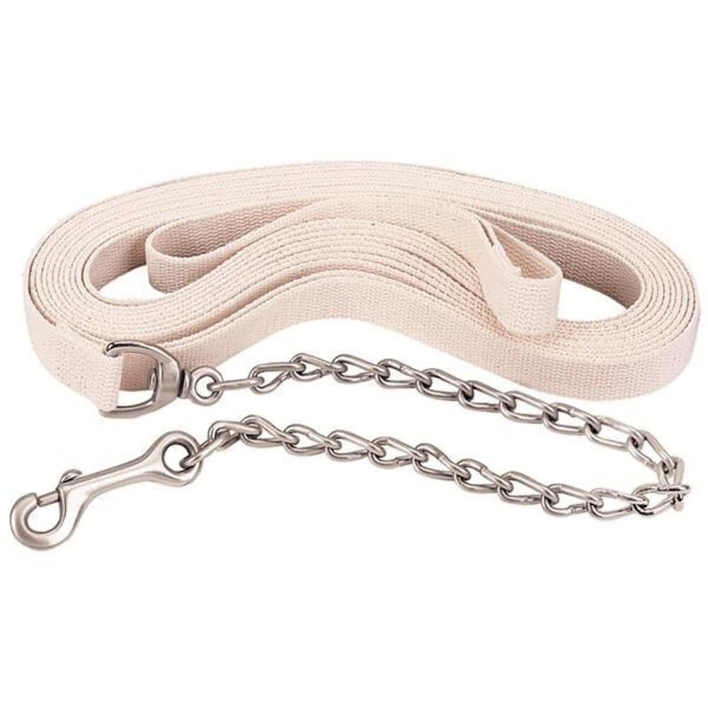 Weaver Leather Flat Cotton Lunge Line with Chain, White, 1-Inch x 27-Feet