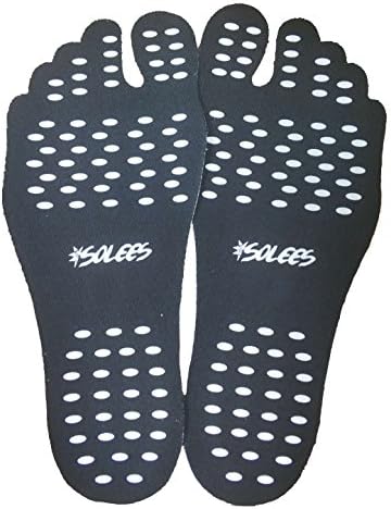 Solees Barefoot Sticky Sole Shoe Pad - Non-Slip and Waterproof for Beach, Hiking, Yoga, Camping, Pool, Cosplay (Medium, Black) - 1 Pair