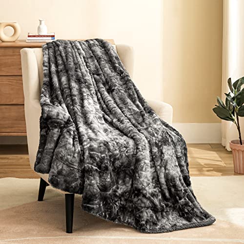 joybest Faux Fur Throw Blanket for Couch, Tie-Dye