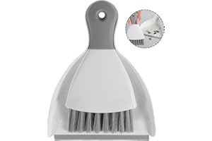 YMKWZ Mini Dustpan and Brush Set Portable Table Top Cleaning Brush and Dustpan Set Dining Table Crumb Sweeper with Soft Bristles Multipurpose Desktop Keyboard Cleaning Tools for Home Office (2, Gray)