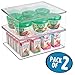 mDesign Plastic Kitchen Pantry and Fridge Storage Organizer Box Containers with Hinged Lid for Shelves or Cabinets, Holds Food, Snacks, Seasoning, Condiments, Utensils, Ligne Collection, 2 Pack, Clear