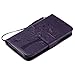 Harryshell J1 2016 Case, Galaxy Amp 2 Case, Galaxy Express 3 Case, (TM) Cave Tree Cat Wallet Flip Leather Case Cover with Card Slot & Wrist Strap for Samsung Galaxy J1 2016 / Amp 2 / Express 3 Purple