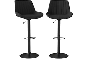 BestOffice Furniture Bar Stools Set of 2, PU Leather Swivel Counter Height Barstools with Back, Modern Armless Adjustable Din