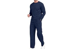 KUYIGO Men's Crew Neck 2 Piece Outfits Long Sleeve Pullover Set Casual Sweatshirt Joggers Loungewear