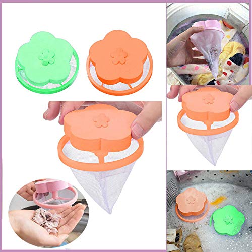 Portable 4PC Fxbar Top Loader Washer Hair Catcher Filter Bag Laundry Ball Hair Filter Net Pouch Bag for Washing Machine(Green)