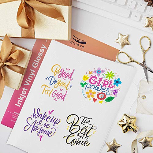 image for weliu Premium Printable Vinyl Sticker Paper for Your Inkjet Printer - 