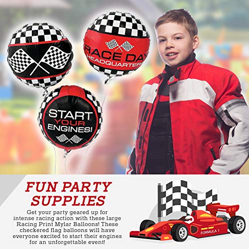 Fun Express Racing Print Mylar Balloons | 3-Piece Set | Great for Race-Themed Parties - //coolthings.us