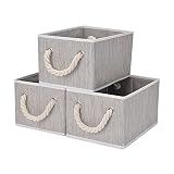 StorageWorks Decorative Storage Bins, Bathroom Storage Baskets with Cotton Rope Handles, Mixing of Gray, Brown & Beige, 3-Pack, Medium