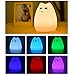SCOPOW Children Night Light Silicone Cat Smiley [ Sensitive Tap Control, USB Rechargeable, Warm / White Light, 7-Color Breathing Light ] Portable Lamp Nursery for Gift Baby Adult Bedroom
