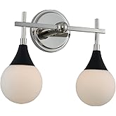 Kalco 508532BPN Bogart Vanity, 2-Light 80 Total Watts, Matte Black w/Polished Nickel