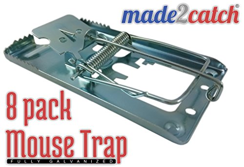 made2catch Classic Metal Mouse Trap Fully Galvanized - 8 traps - Snap Trap for Mice - Mouse and Small Rodent Control - Humane Mouse Traps that Work