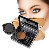 Turelifes Eyebrow Gel Brow Cushion Natural Eyebrow Powder Waterproof with Dark Brown and Light Brown for Perfect Brow