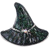 Rhinestone Witch Hat Brooch Pin for Women AB Crystal Green Witchcraft Brooches Lapel Pins Unisex Delicate Cap Fashion Chic Christmas Halloween Jewelry