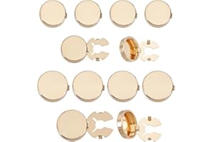 CRAFTYMELODY 12Pcs Brass Cufflinks 2 Styles Flat Round Button Covers for Men's Shirts Cuffs Shirt Cufflinks Findings for Appa