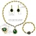 MOOCHI Women Gold Plated Green Cubic Zirconia CZ Crystal Jewelry Set Necklace Earrings Bracelet Ring