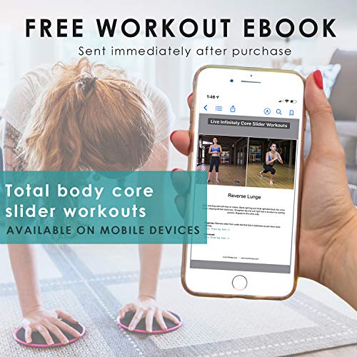 Live Infinitely Core Sliders - Dual Sided Fitness Sliders for Hardwood Or Carpeted Surfaces - Ideal for Ab & Core Workouts - Includes eBook of Exercises & Workouts (Rose Gold)