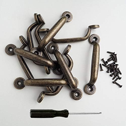 Wfeiyanton 取手 プルハンドル 亜鉛合金 アーチ型 ボックスハンドル アンティーク調 レトロ 取っ手 ネジ家具 家具 キッ10個入り ブロンズトーン円形 9cmx1 6cm