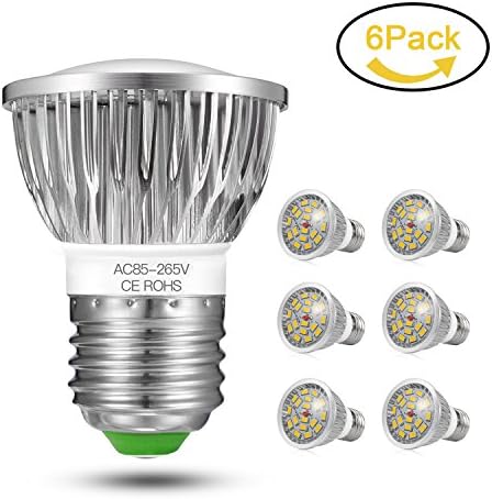 E27 LED Bulbs Warm White 3000K, Jpodream 7W 18 x 5730 SMD LED Light Bulbs, 70W Halogen Bulbs Equivalent, 550LM, AC85-265V, 140 Degrees Bean Angle, 6 Pack
