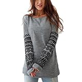 MIOIM Women Casual Printed Pullover Long Sleeve Loose Tops T-Shirt Blouse