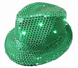 WeGlow International Light Up Sequin Fedora Hat, Green
