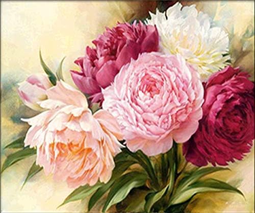 EOBROMD 5D Diamond Painting by Number Kits DIY Full Round Drill Flowers Cross Stitch Embroidery Rhinestone Picture Craft Arts for Home Wall Decor 12x16inch
