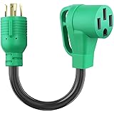 13 Inch 30 Amp to 50 Amp RV Generator Adapter Cord, 4-Prong L14-30P Locking Male Plug to 14-50R Amp Female with Handle