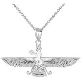 Claddagh Gold Sterling Silver Farvahar Faravahar Farohar Iranian Farsi Persian Pendant Necklace