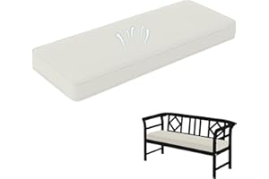 Bench Cushion 36x13 in, 3 in Thick White Chenile Bench Cushions for Indoor Furniture, Non-Slip Patio Cushions with Ties and Z