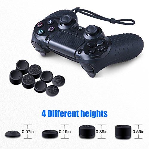 Skin for PS4 Controller - Silicone Covers for DualShock 4 - Anti-slip Protector with Hand Strap Case Set for Sony PS4, PS4 Slim, PS4 Pro 2 Controller Skin with 8 Thumb Grips - Thumbnail 6