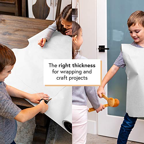 White Kraft Paper Roll 24 by 30 Feet (1800 Inches) Made in USA Craft Paper Roll - White Wrapping Paper - Poster Paper - Drawing Paper for Kids