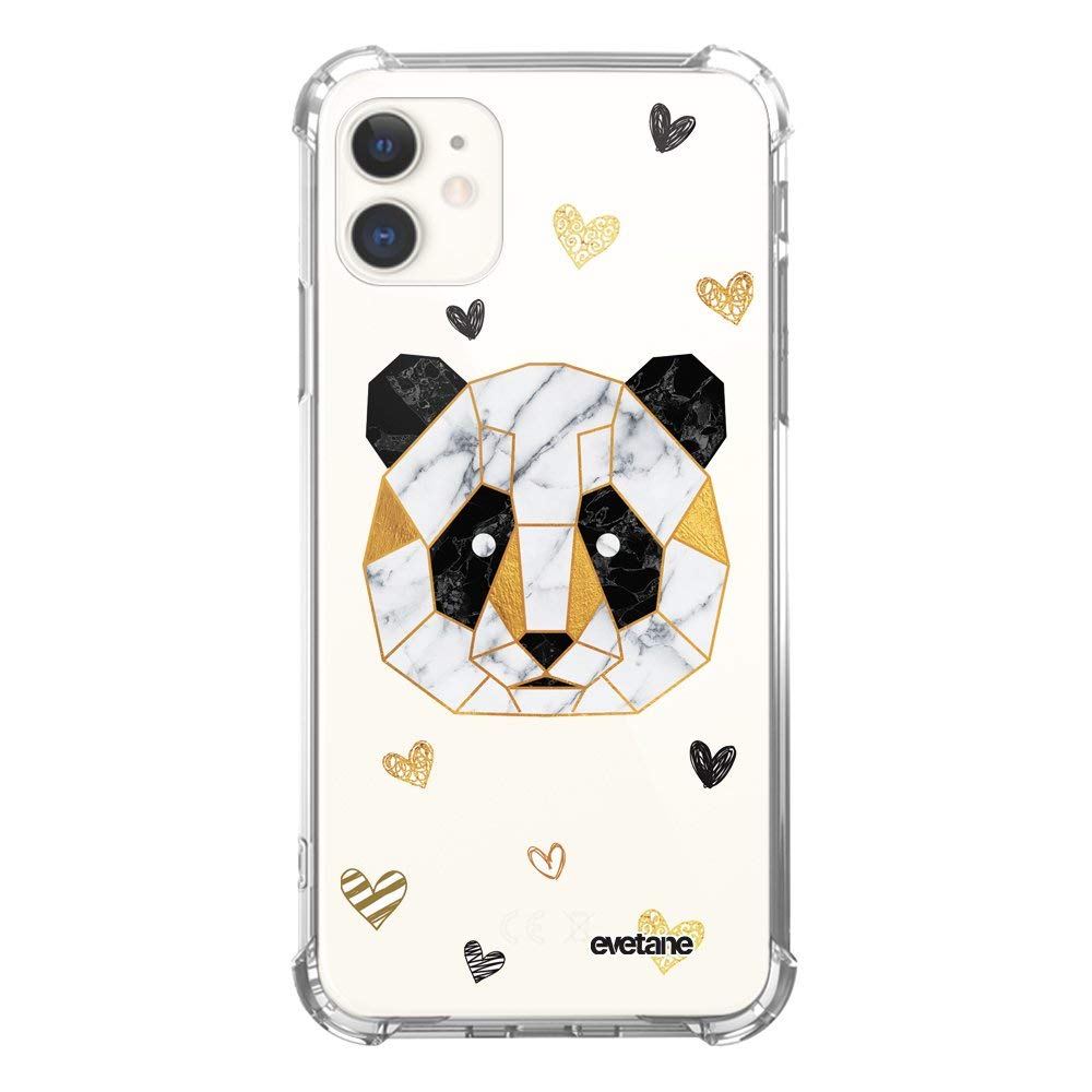Evetane CD_97882 Case Compatible with iPhone 11 Silicone Shockproof Corners Solid Full Protection Resistant Transparent Panda Geometric Fashion Writing Design — image 1