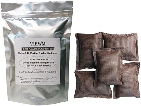 Activated Carbon Air Purifying Freshener Coconut Shell Charcoal Bags - 5 Packs Odor Absorbent Eliminator for Wardrobe Shoes Refrigerator Pet Carrier