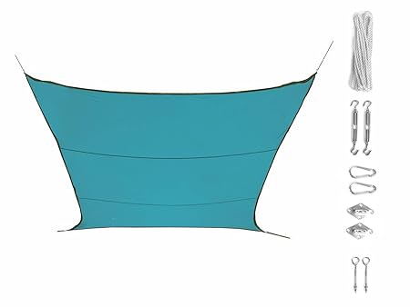 Sonnensegel Rechteckig 2x3m Farbe Blau mit praktischem Ösen Montagekit - Sonnenschutz für Ihren Garten/Balkon!