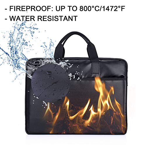 SPLF Fireproof and Waterproof Document Bag, 15.6 Inch Laptop Bag, Fire Proof Safe Box, Briefcase Shoulder Messenger Computer Tablet Sleeve Case Handbag for Men and Women, Black