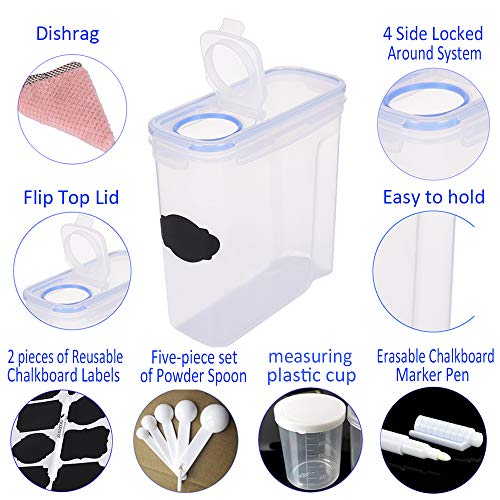 Homrealm Cereal Container Storage 4pcs,Airtight Food Storage Containers Upgraded Cereal dispenser,BPA Free Pantry Storage Containers for Cereal Rice Cookies Flour Sugar Coffee Pet food&More(Mix Color)