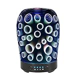 COOSA 100ml 3D Circle Pattern Essential Oil Diffuser, with 4 Time Setting and 7 Beautiful Color Changing LED Lights as a Cool Mist Humidifier for Home Office Bedroom Living Room(Multicolor)