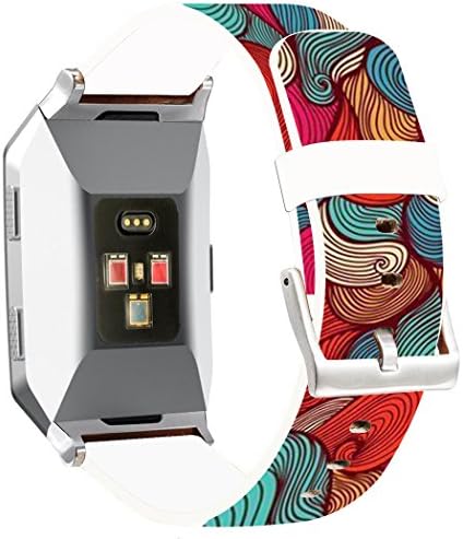 Bands Replacement for Fitbit Ionic - ENDIY Compatible Leather Strap for Fitbit Ionic Small & Large Silver Women Men - for Women Unique Design Colorful Pattern