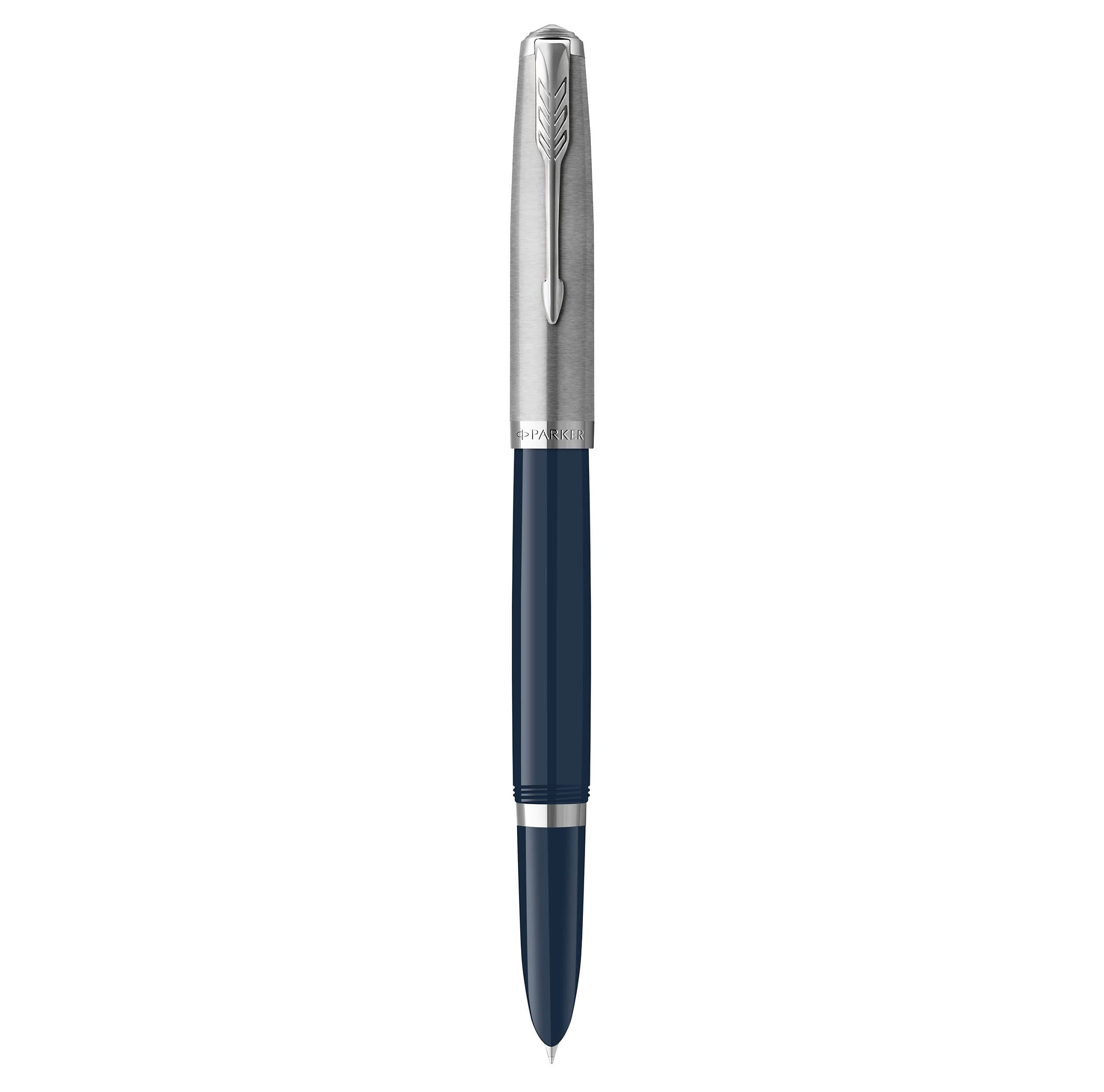 Photo 1 of Parker 51 Fountain Pen Midnight Blue Barrel with Chrome Trim Fine Nib with Black Ink Cartridge Gift Box