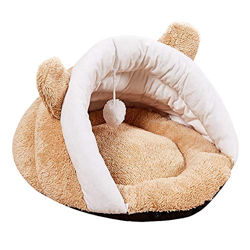 Cat Sleeping Bag | Inkach Tent Bed Liner for Small Dogs Comfy Cave Pet House Soft Fleece Winter Warm Nest Cover Kennel (One Size, Yellow) - Thumbnail 2