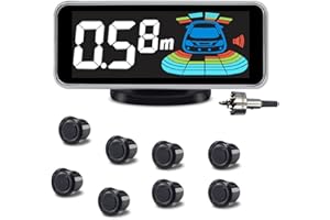 4 Parking Sensors kit Car Auto Vehicle Reverse Backup Radar System Distance Detection LCD Distance Display Sound Warning (8 P