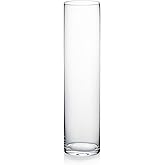WGVI Quality Thick Weighted Tall Clear Cylinder Glass Vases, 4" W x 16" H, Flower Arrangement Floating Candle Holders Wedding Centerpieces Event Floral Container Accent Home Decor, 1 Piece