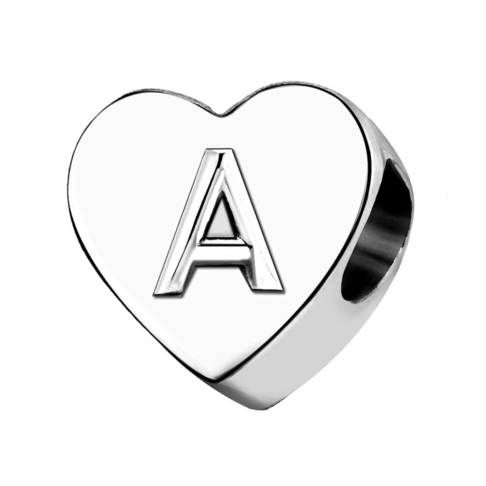 KunBead Jewelry Letter A Initial Charms for Women Sale Sister Love Heart Bracelets and Charms for Girls