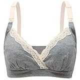 Unilove Women's Maternity Nursing Bra Cotton No Underwire for Breastfeeding (XL, Grey)