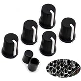 WXYINSPAS 5pcs Universal EQ Rotary Knob Replacement Equalizer Potentiometer Fader Knobs Push Rod Cap for DJ Controller Mixer Console Pioneer DJM、DDJ、XDJ, Denon Numark AKAI Rane VESTAX (Black Hats)
