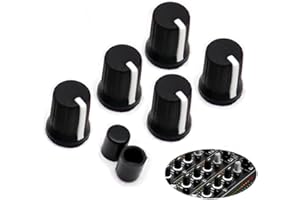WXYINSPAS 5pcs Universal EQ Rotary Knob Replacement Equalizer Potentiometer Fader Knobs Push Rod Cap for DJ Controller Mixer Console Pioneer DJM、DDJ、XDJ, Denon Numark AKAI Rane VESTAX (Black Hats)