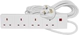 MERCURY 3m 4 Gang Extension Lead Multi Plug Power Strip Fused 13A Wall Mount UK view 10