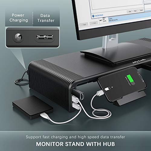 Adjustable Monitor Stand, Jelly Comb Computer Monitors Riser with USB 3.0 &Type C Ports, Support