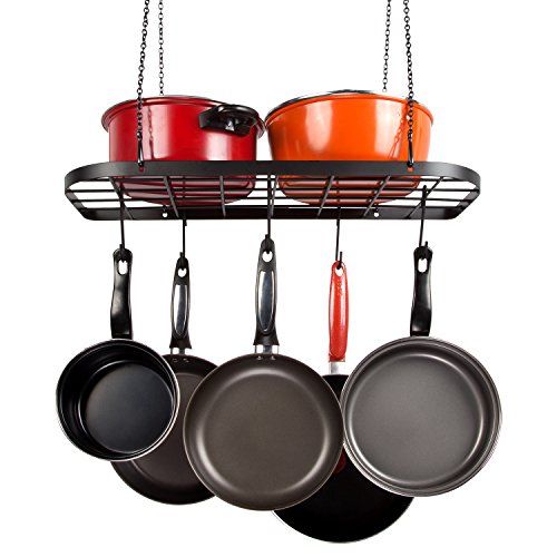 VDOMUS Pot Rack Ceiling Mount Cookware Rack Hanging Hanger Organizer with Hooks, Black 6 VDOMUS Pot Rack Ceiling Mount Cookware Rack Hanging Hanger Organizer with Hooks, Black - Image 7