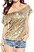 made2envy Off-Shoulder Glistening Sequin Cocktail Club Party Top