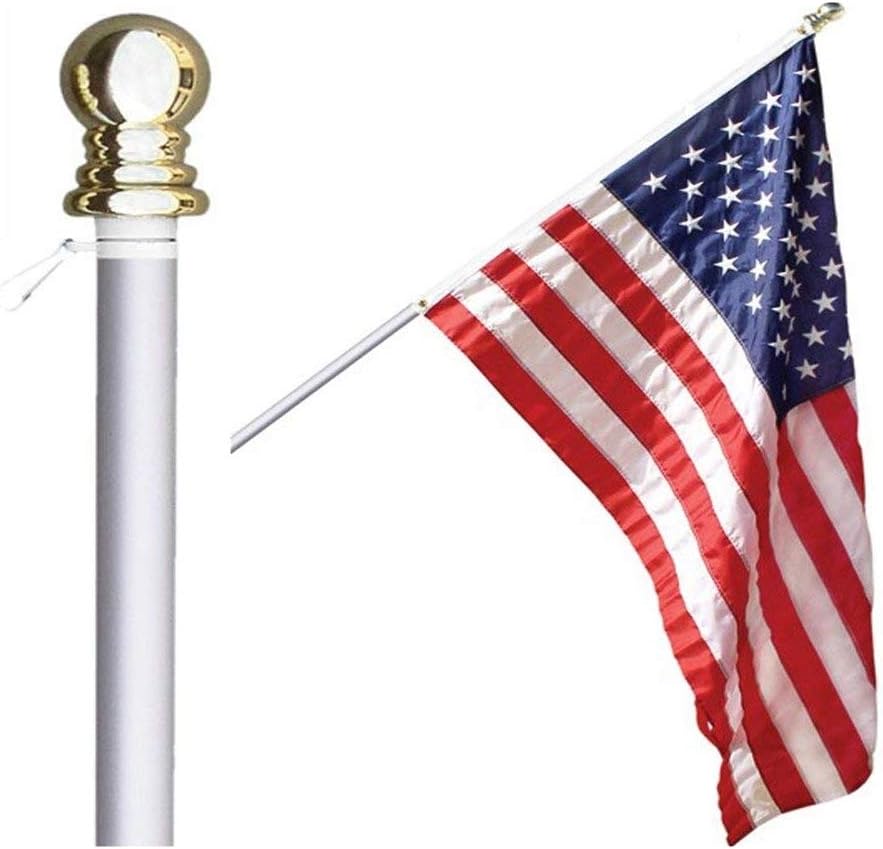 Flagpole Hardware - Grace Alley Flag Pole: 6 Foot Tangle Free Spinning Flag Pole. Residential or Commercial Flag Pole. Wind Resistant/Rust Free. (Silver)